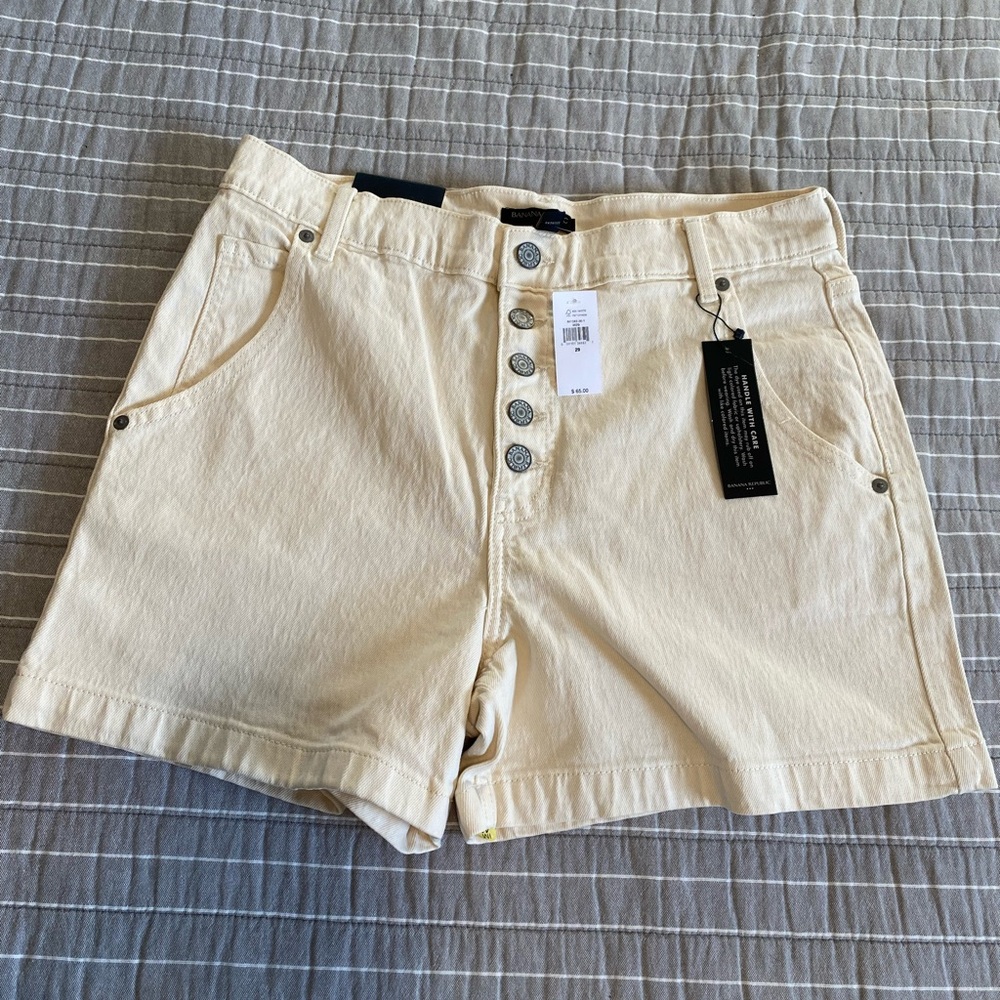 Banana Republic High Waist Cream Shorts